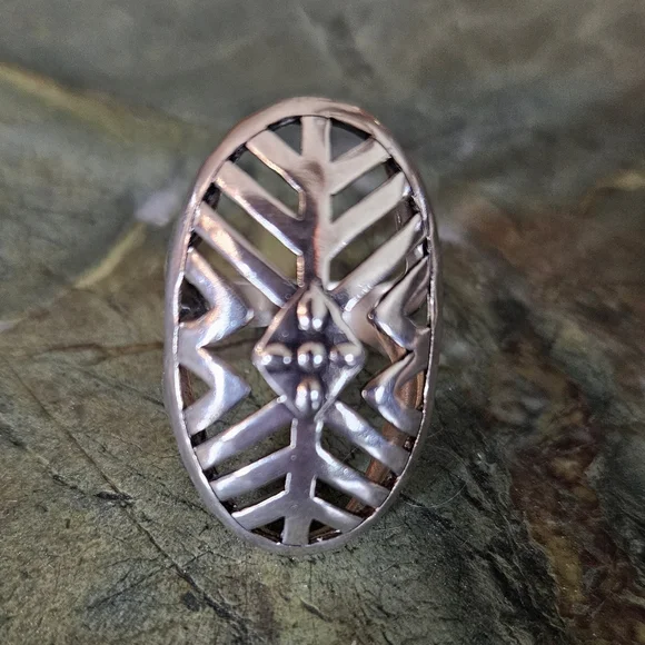 HTF Silpada .925 Sterling Silver Geometric Cut Out Statement Ring R3548 - Picture 2 of 6